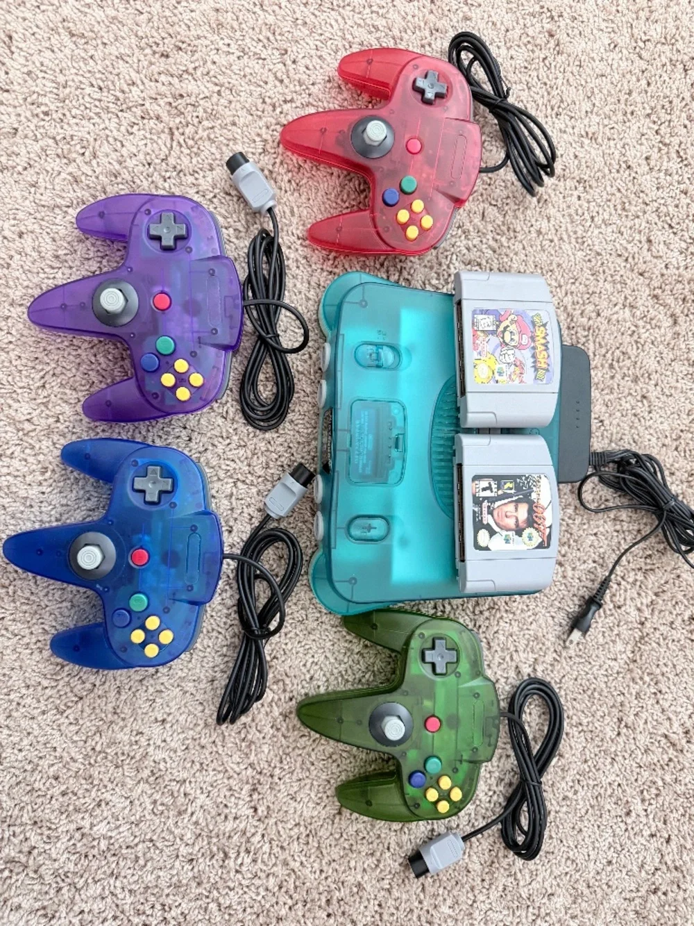 Nintendo 64 (N64)Bundle – 4 Controllers + 2 games – Excellent Condition 🎮